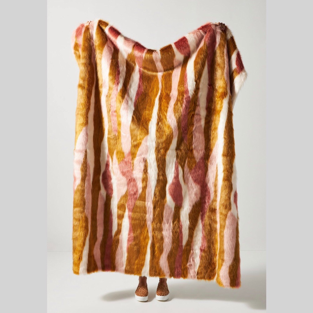 Anthropologie fauna faux fur throw blanket
